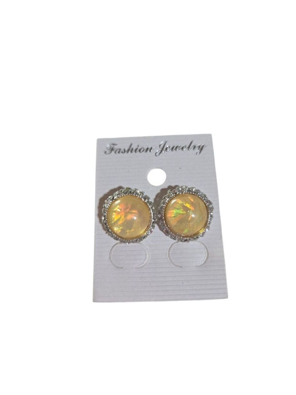 Fashion Jewelry Yellow Stone Round Earrings